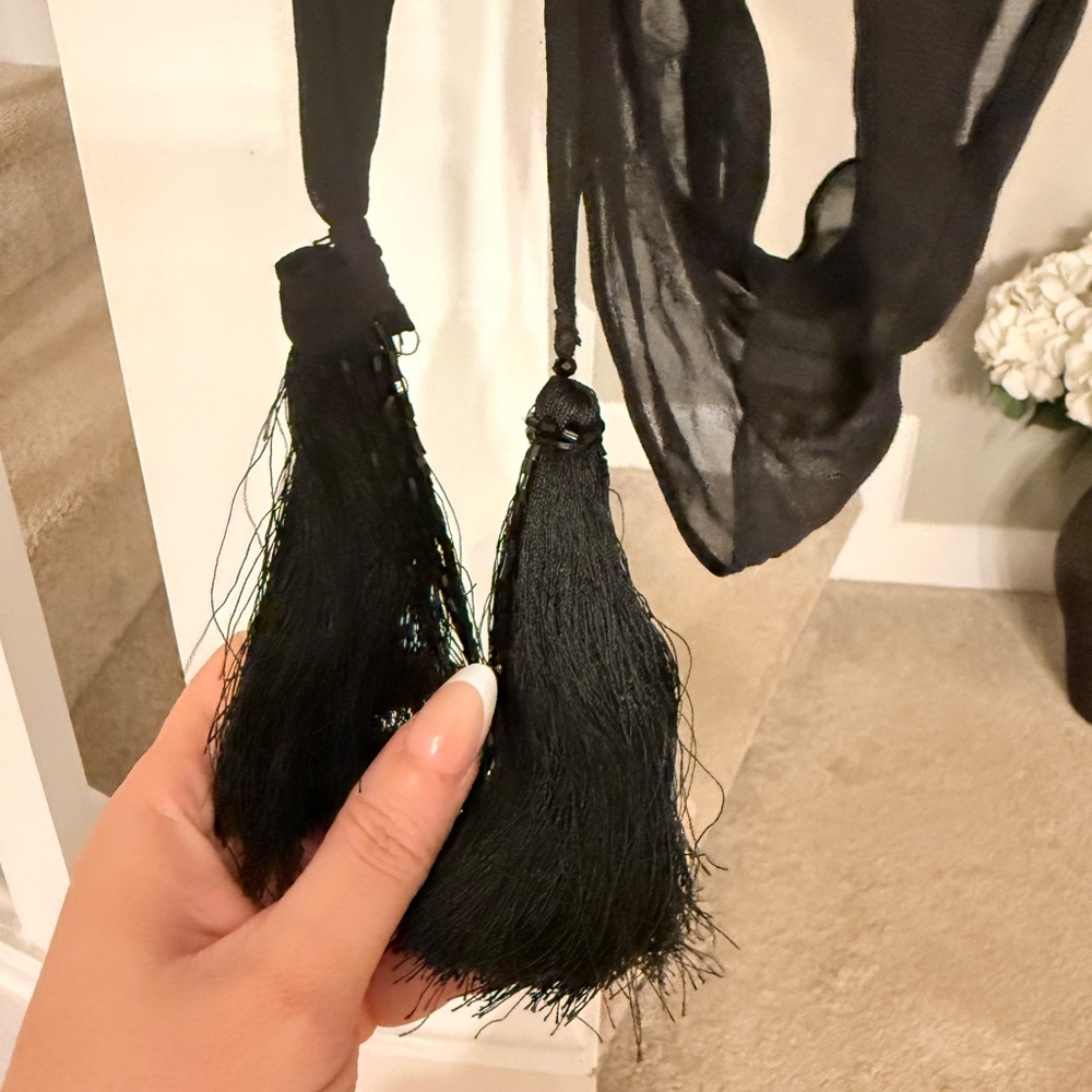 Nordstrom Black Sheer Wrap/Scarf with tassels
